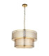 Cordero Cylindrical Pendant Ceiling Light Gold Effect Plate White Fabric & Frosted Glass 6x E27-8