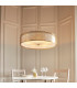 Cordero Cylindrical Pendant Ceiling Light Gold Effect Plate White Fabric & Frosted Glass 5x E27-3