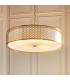 Cordero Cylindrical Pendant Ceiling Light Gold Effect Plate White Fabric & Frosted Glass 5x E27-4