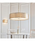 Cordero Cylindrical Pendant Ceiling Light Gold Effect Plate White Fabric & Frosted Glass 5x E27-7