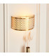 Cordero Flush Wall Lamp Gold Effect Plate White Fabric & Frosted Glass 2x E14-3