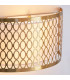 Cordero Flush Wall Lamp Gold Effect Plate White Fabric & Frosted Glass 2x E14-7