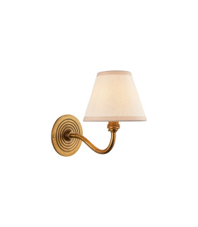 Ripple Curve Antique Brass Wall Light with Vintage White Fabric Ivy Shade 16cm B22-1