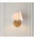 Ripple Curve Antique Brass Wall Light with Neutral Print Fabric Ikat Shade 16cm B22-3
