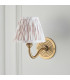 Ripple Curve Antique Brass Wall Light with Neutral Print Fabric Ikat Shade 16cm B22-6