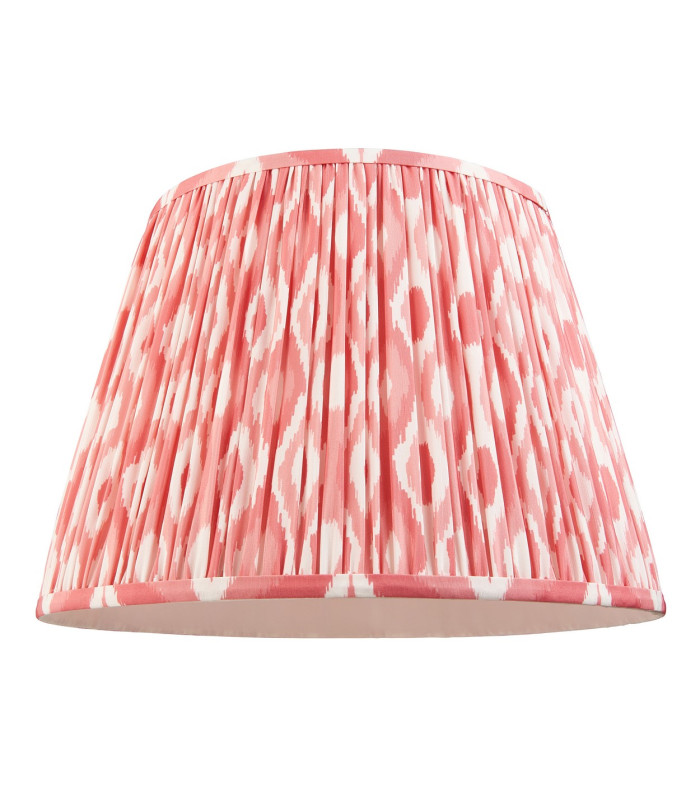 Eltham Brushed Aged Brass Red Flex Pendant Light with Coral Pink Fabric Ikat Shade 40cm B22-9