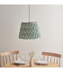 Eltham Brushed Aged Brass Green Flex Pendant Light with Cotswold Green Fabric Zigzag Shade 40cm B22-3