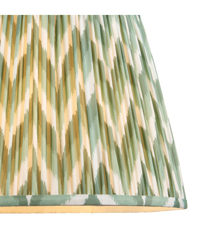 Eltham Brushed Aged Brass Green Flex Pendant Light with Cotswold Green Fabric Zigzag Shade 40cm B22-6