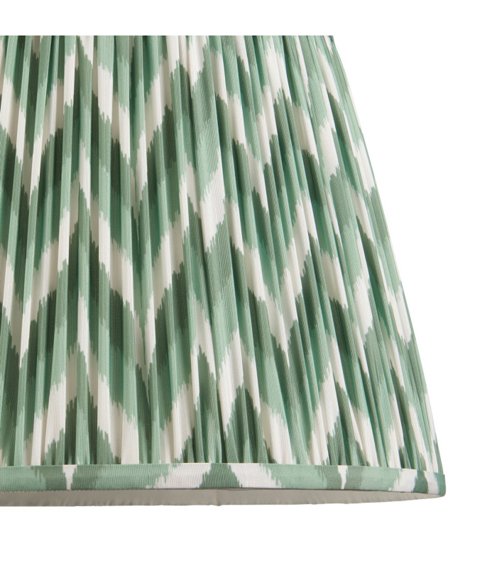 Eltham Brushed Aged Brass Green Flex Pendant Light with Cotswold Green Fabric Zigzag Shade 40cm B22-7
