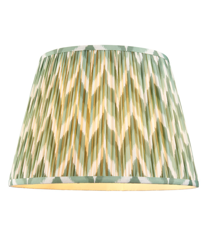 Eltham Brushed Aged Brass Green Flex Pendant Light with Cotswold Green Fabric Zigzag Shade 40cm B22-8