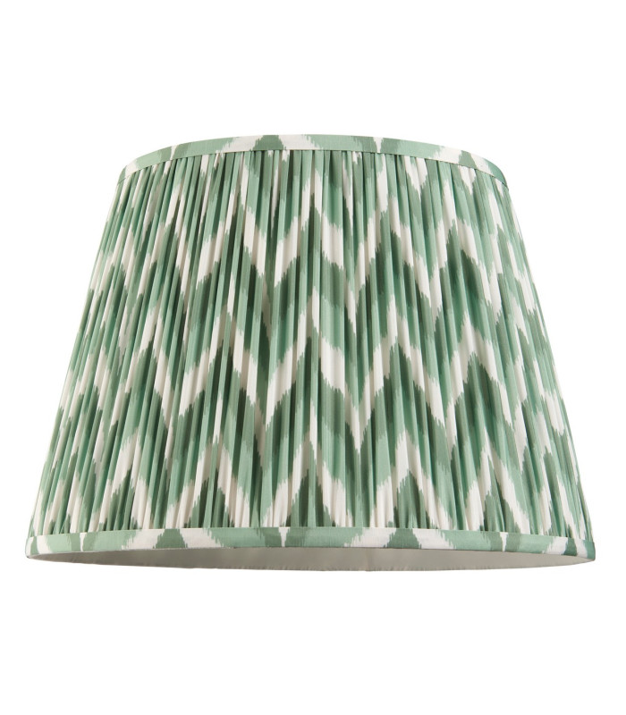 Eltham Brushed Aged Brass Green Flex Pendant Light with Cotswold Green Fabric Zigzag Shade 40cm B22-9