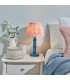 Bibury Satin Marlin Blue Paint Table Lamp with Coral Pink Fabric Ripple Shade 20cm B22-2