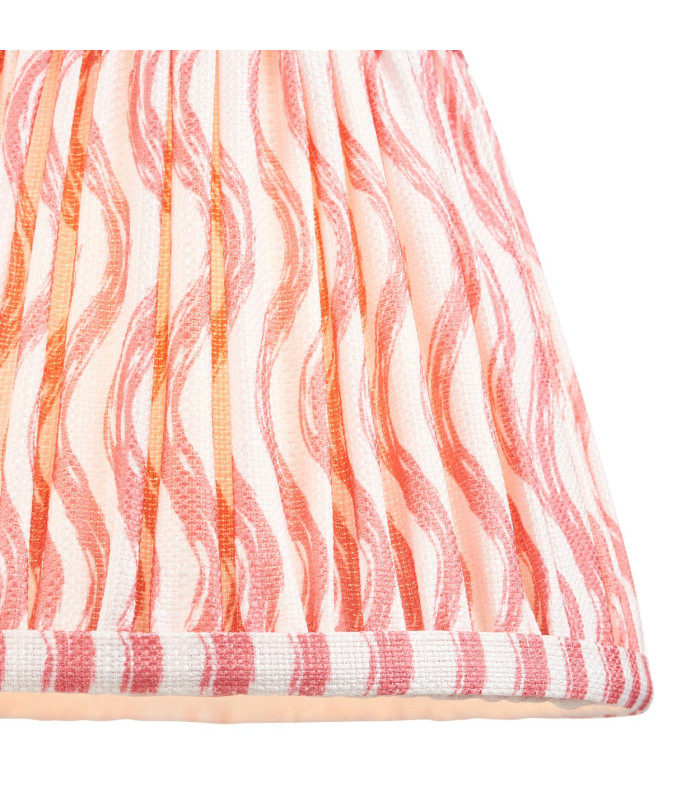 Bibury Satin Marlin Blue Paint Table Lamp with Coral Pink Fabric Ripple Shade 20cm B22-8