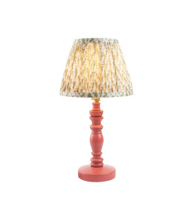 Bibury Satin Pink Clay Paint Table Lamp with Herb Garden Green Fabric Leaf Shade 20cm B22-1