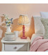 Bibury Satin Pink Clay Paint Table Lamp with Herb Garden Green Fabric Leaf Shade 20cm B22-2