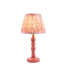 Bibury Satin Pink Clay Paint Table Lamp with Coral Pink Fabric Ripple Shade 20cm B22-1