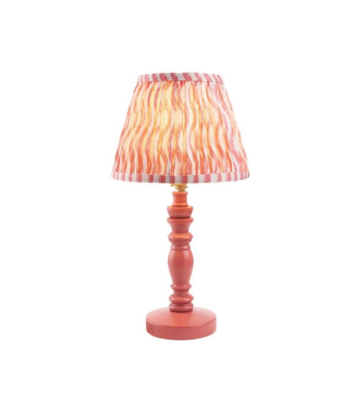 Bibury Satin Pink Clay Paint Table Lamp with Coral Pink Fabric Ripple Shade 20cm B22-1