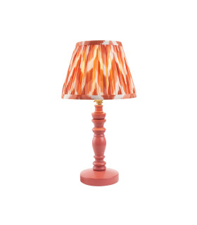 Bibury Satin Pink Clay Paint Table Lamp with Apricot Orange Fabric Zigzag Shade 20cm B22-1
