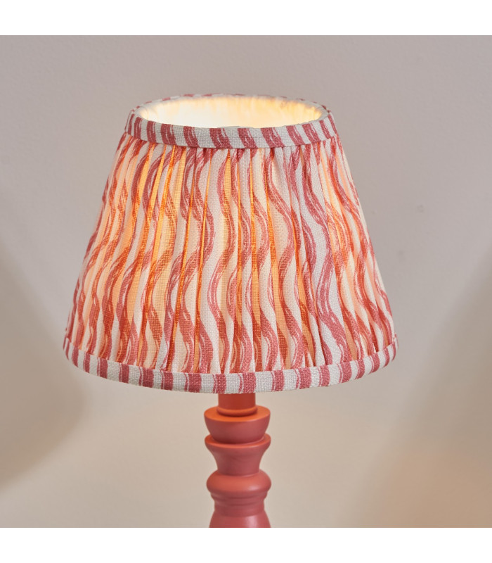 Bibury Satin Pink Clay Paint Table Lamp with Coral Pink Fabric Ripple Shade 20cm B22-4