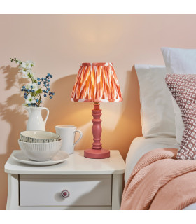 Bibury Satin Pink Clay Paint Table Lamp with Apricot Orange Fabric Zigzag Shade 20cm B22-2