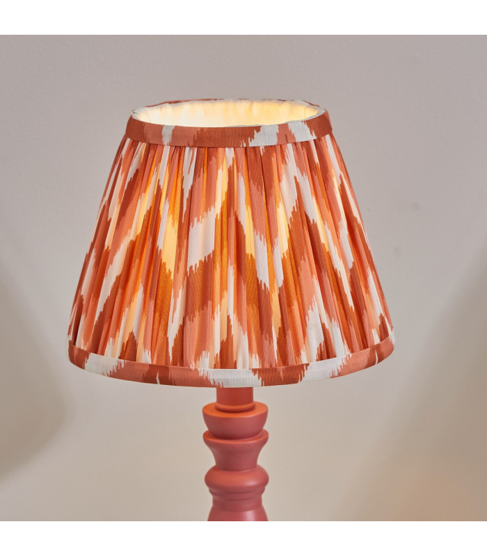 Bibury Satin Pink Clay Paint Table Lamp with Apricot Orange Fabric Zigzag Shade 20cm B22-4