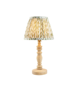 Bibury Natural Ash Table Lamp with Herb Garden Green Fabric Leaf Shade 20cm B22-1
