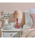 Bibury Satin Pink Clay Paint Table Lamp with Neutral Print Fabric Ikat Shade 20cm B22-4