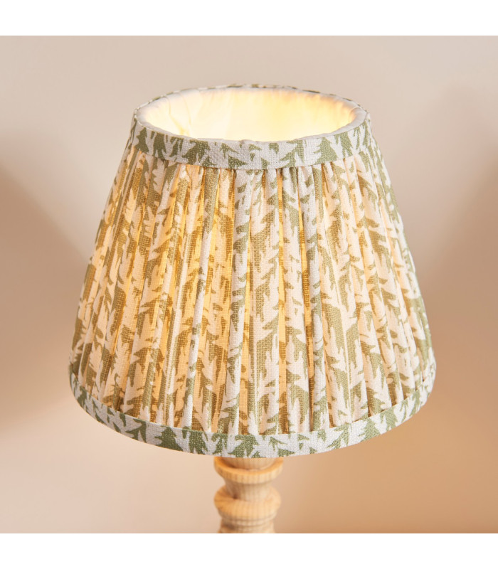 Bibury Natural Ash Table Lamp with Herb Garden Green Fabric Leaf Shade 20cm B22-4