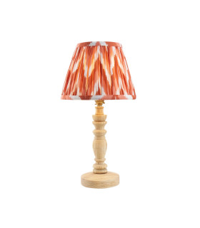 Bibury Natural Ash Table Lamp with Apricot Orange Fabric Zigzag Shade 20cm B22-1