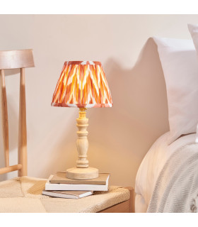 Bibury Natural Ash Table Lamp with Apricot Orange Fabric Zigzag Shade 20cm B22-2