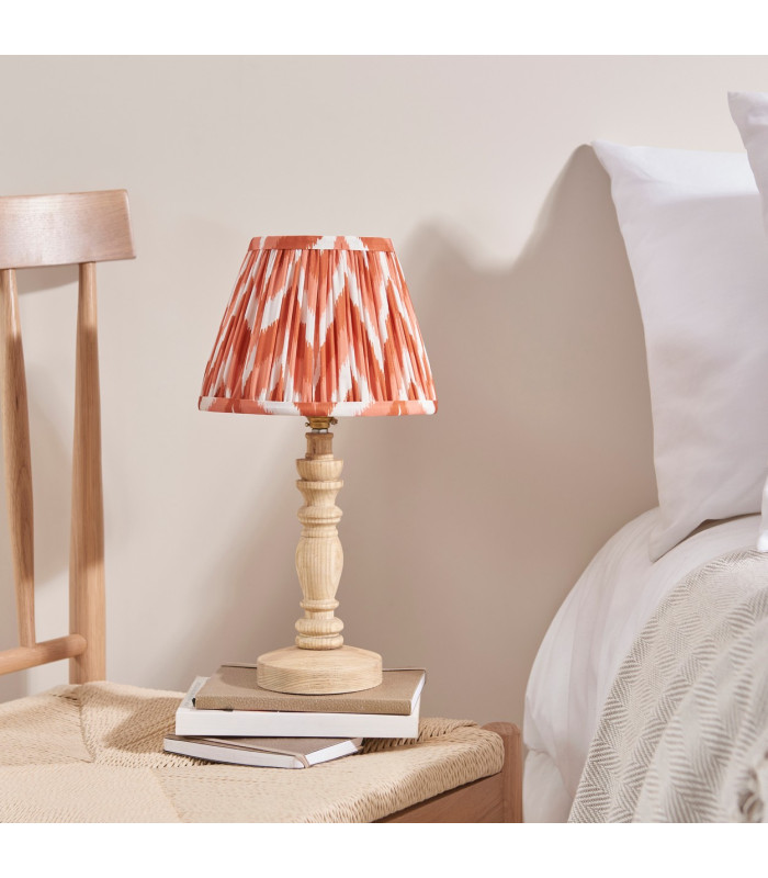 Bibury Natural Ash Table Lamp with Apricot Orange Fabric Zigzag Shade 20cm B22-3