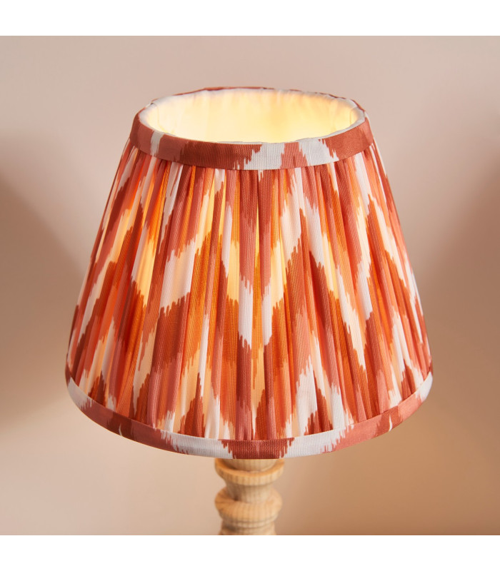 Bibury Natural Ash Table Lamp with Apricot Orange Fabric Zigzag Shade 20cm B22-4