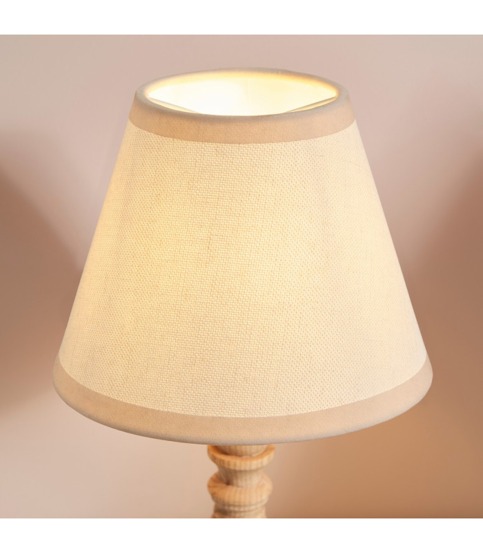 Bibury Natural Ash Table Lamp with Vintage White Fabric Ivy Shade 20cm B22-4