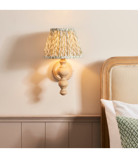Bibury Natural Ash Wall Light with Herb Garden Green Fabric Leaf Shade 20cm B22-2