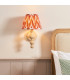 Bibury Natural Ash Wall Light with Apricot Orange Fabric Zigzag Shade 20cm B22-2