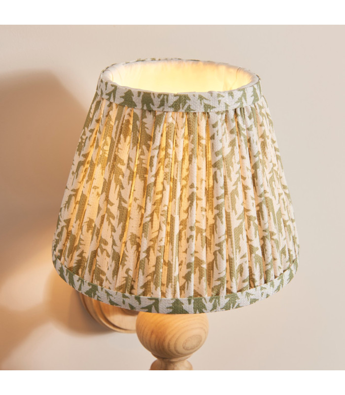 Bibury Natural Ash Wall Light with Herb Garden Green Fabric Leaf Shade 20cm B22-5