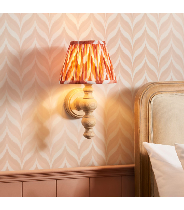 Bibury Natural Ash Wall Light with Apricot Orange Fabric Zigzag Shade 20cm B22-3