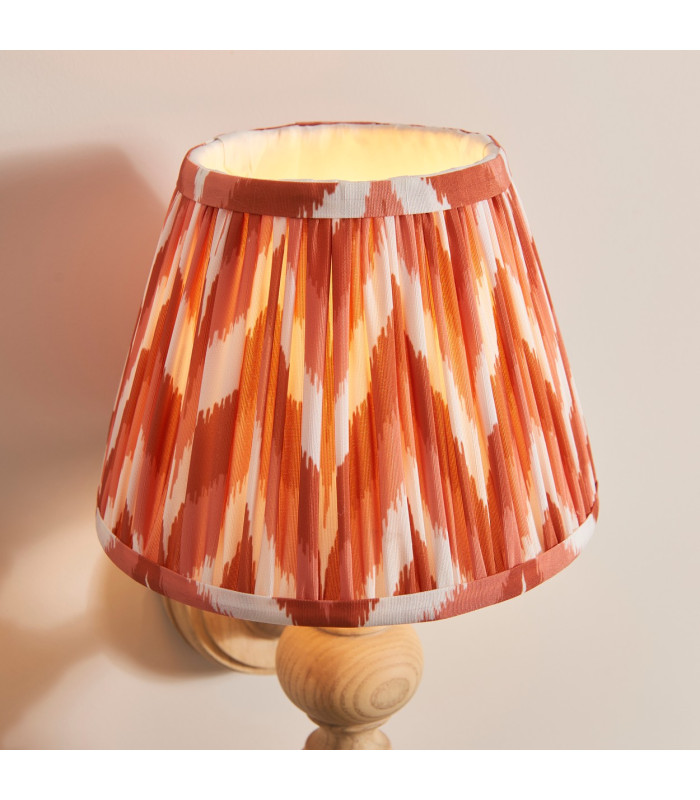 Bibury Natural Ash Wall Light with Apricot Orange Fabric Zigzag Shade 20cm B22-5