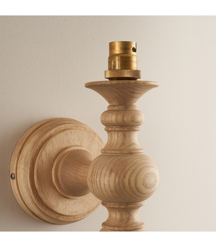 Bibury Natural Ash Wall Light with Apricot Orange Fabric Zigzag Shade 20cm B22-7