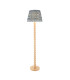 Cane Natural Bamboo Floor Lamp with Marlin Blue Fabric Ripple Shade 40cm E27-1