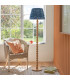 Cane Natural Bamboo Floor Lamp with Marlin Blue Fabric Ripple Shade 40cm E27-3