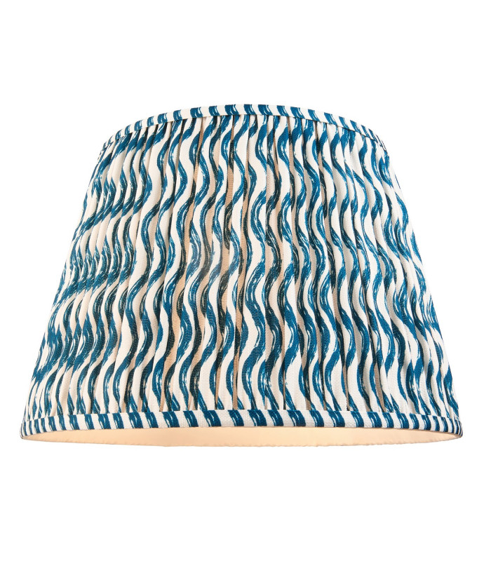 Cane Natural Bamboo Floor Lamp with Marlin Blue Fabric Ripple Shade 40cm E27-9