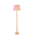 Cane Natural Bamboo Floor Lamp with Coral Pink Fabric Ripple Shade 40cm E27-1