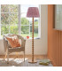 Cane Natural Bamboo Floor Lamp with Coral Pink Fabric Ripple Shade 40cm E27-3