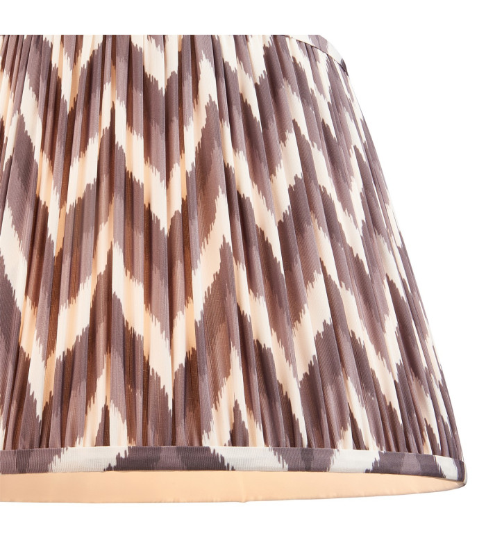 Cane Natural Bamboo Floor Lamp with Pearl Grey Fabric Zigzag Shade 40cm E27-8