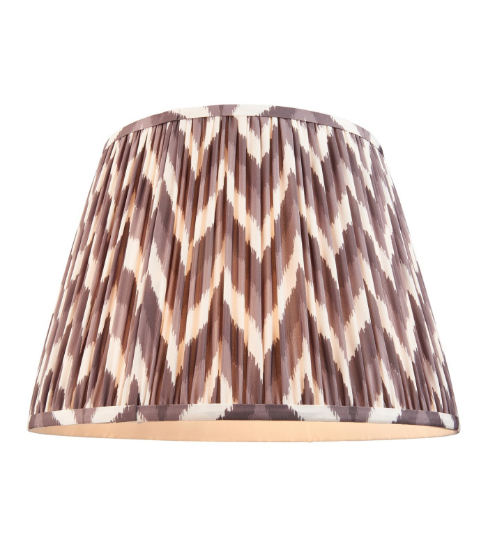 Cane Natural Bamboo Floor Lamp with Pearl Grey Fabric Zigzag Shade 40cm E27-9