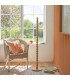 Cane Natural Bamboo Floor Lamp with Coral Pink Fabric Ripple Shade 40cm E27-5