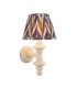 Carnaby Satin Almond White Paint Wall Light with Pearl Grey Fabric Zigzag Shade 20cm B22-1