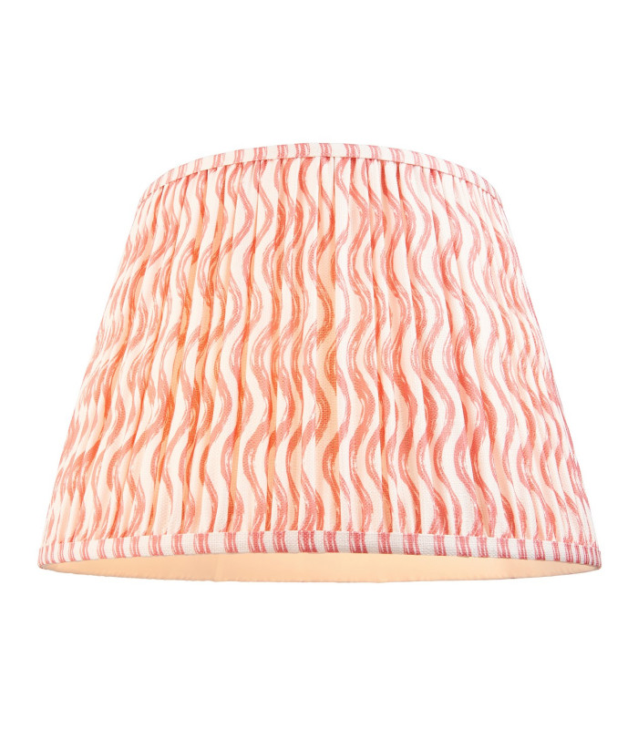 Cane Natural Bamboo Floor Lamp with Coral Pink Fabric Ripple Shade 40cm E27-9