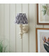 Carnaby Satin Almond White Paint Wall Light with Pearl Grey Fabric Zigzag Shade 20cm B22-3